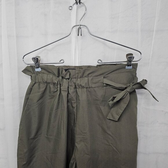 Zara Basic Olive Green Pants Straight Leg Cropped S - Picture 2 of 11